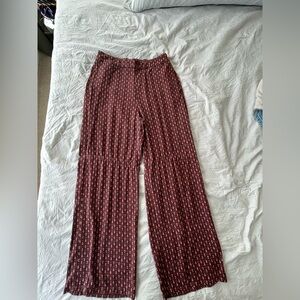 Old Navy Maroon Patterned Wide Leg Pants